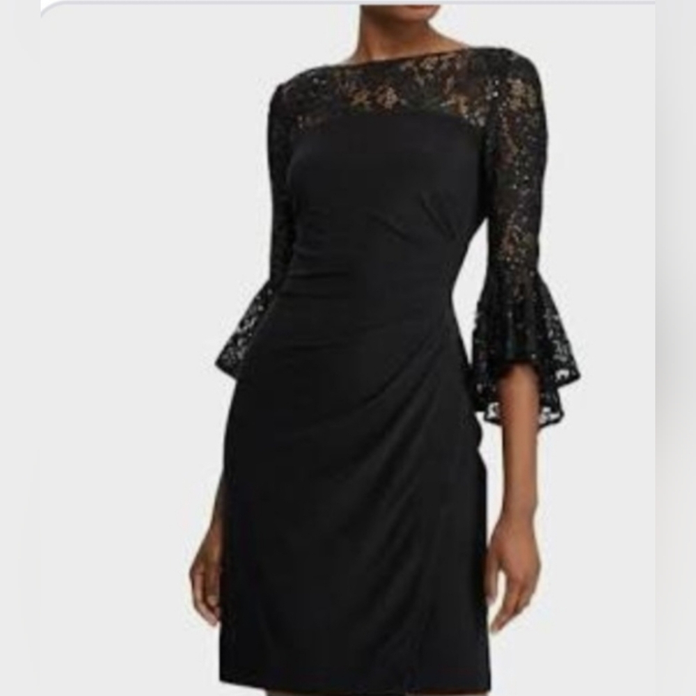 Ralph Lauren Black Lace Long Sleeve Dress